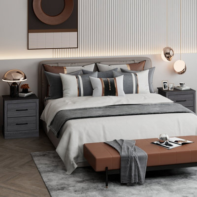 Costway 2 Drawer Nightstand Bedside Table Compact Sofa End Table with Storage Drawers