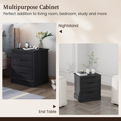 Costway 2 Drawer Nightstand Bedside Table Compact Sofa End Table with Storage Drawers