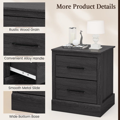 Costway 2 Drawer Nightstand Bedside Table Compact Sofa End Table with Storage Drawers