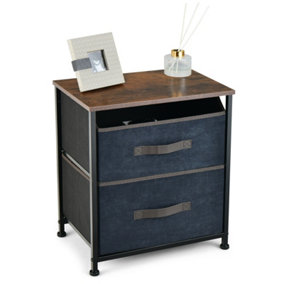 Costway 2-Drawer Nightstand Chest of Drawers Side Table w/ 2 Removable Fabric Bins