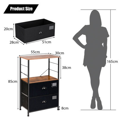 Costway 2-Drawer Storage Shelf Industrial Storage Cabinet Freestanding Vertical Dresser