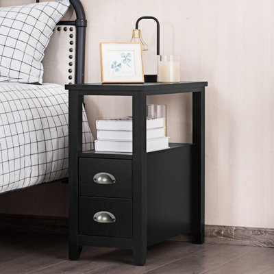 Thin side table store with storage