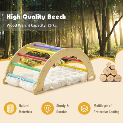 Costway 2-in-1 Arch Rocker Double-Sided Climbing Arch Wooden Ladder w/ Soft Cushion - 4