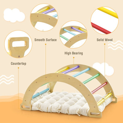 Costway 2-in-1 Arch Rocker Double-Sided Climbing Arch Wooden Ladder w/ Soft Cushion - 5