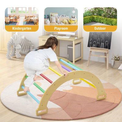 Costway 2-in-1 Arch Rocker Double-Sided Climbing Arch Wooden Ladder w/ Soft Cushion - 7