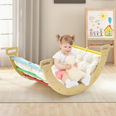 Costway 2-in-1 Arch Rocker Double-Sided Climbing Arch Wooden Ladder w/ Soft Cushion - 8