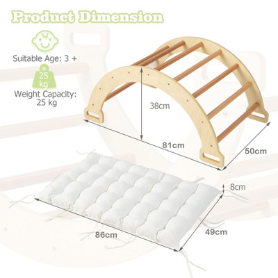 Costway 2-in-1 Arch Rocker Ladder Double-Sided Climbing Wooden W/ Soft ...
