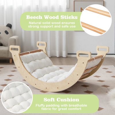 Costway 2-in-1 Arch Rocker Ladder Double-Sided Climbing Wooden W/ Soft Cushion - 5