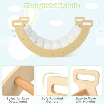 Costway 2-in-1 Arch Rocker Ladder Double-Sided Climbing Wooden W/ Soft Cushion - 6