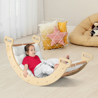 Costway 2-in-1 Arch Rocker Ladder Double-Sided Climbing Wooden W/ Soft Cushion - 7