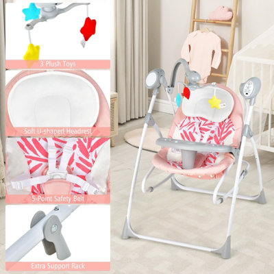 Costway 2-In-1 Baby Rocking Swing W/ Remote Control 3 toys & 5-gear - 3