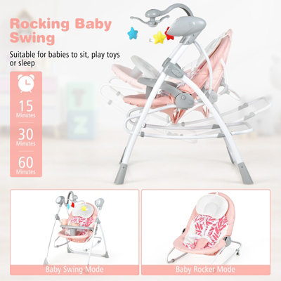 Costway 2-In-1 Baby Rocking Swing W/ Remote Control 3 toys & 5-gear - 4