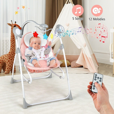 Costway 2-In-1 Baby Rocking Swing W/ Remote Control 3 toys & 5-gear - 5
