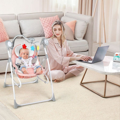 Costway 2-In-1 Baby Rocking Swing W/ Remote Control 3 toys & 5-gear - 8