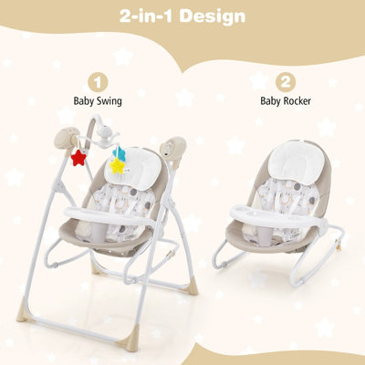 Costway 2-in-1 Baby Swing Electric Toddler Bouncer with 5 Swing Speed 3 Timer and Music - 5