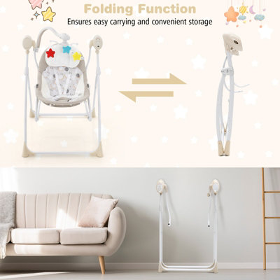 Costway 2-in-1 Baby Swing Electric Toddler Bouncer with 5 Swing Speed 3 Timer and Music - 7