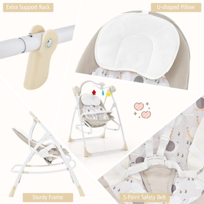 Costway 2-in-1 Baby Swing Electric Toddler Bouncer with 5 Swing Speed 3 Timer and Music - 9