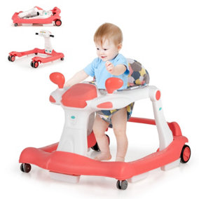 Costway 2-in-1 Baby Walker Foldable Activity Push Walker with Adjustable Height & Speed