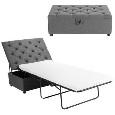 Costway 2 in 1 Convertible Sofa Bed Folding Ottoman Sleeper Space Saving Couch Lounger