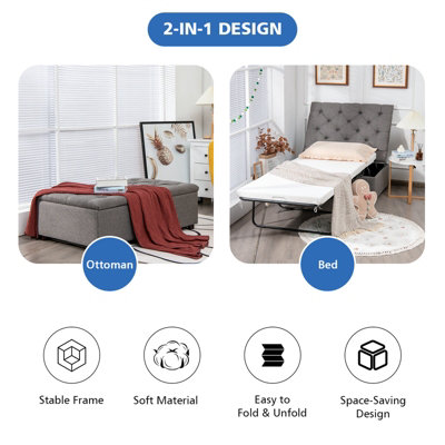 Fold out ottoman sleeper deals bed with mattress