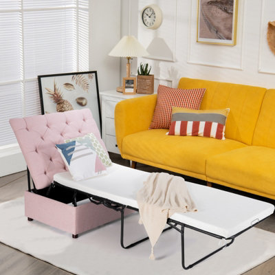 Costway 2 in 1 Convertible Sofa Bed Folding Ottoman Sleeper Space Saving Couch Lounger