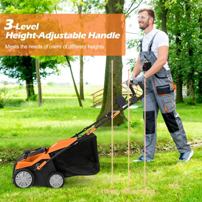COSTWAY 2-in-1 Electric Dethatcher & Scarifier Folding Walk-Behind Weeder w/ 55 L Collection Bag - 4