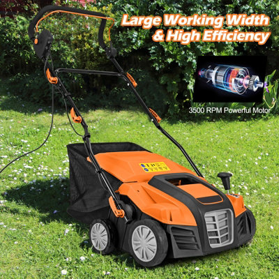COSTWAY 2-in-1 Electric Dethatcher & Scarifier Folding Walk-Behind Weeder w/ 55 L Collection Bag - 6