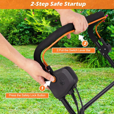 COSTWAY 2-in-1 Electric Dethatcher & Scarifier Folding Walk-Behind Weeder w/ 55 L Collection Bag - 7