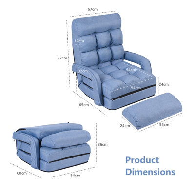 Costway 2 IN 1 Folding Lazy Sofa Lounger Floor Gaming Armchair Bed Recliner Adjustable