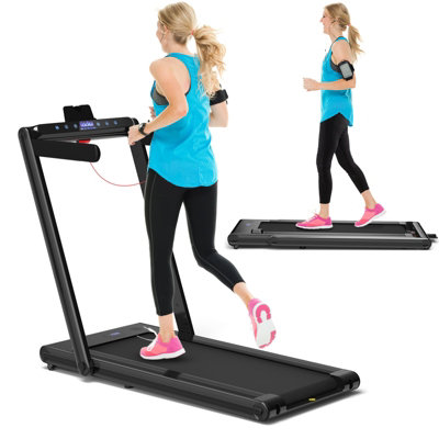 Costway 2-in-1 Folding Treadmill 0.88HP Electric Jogging Running ...