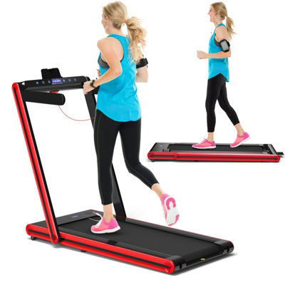 Costway 2-in-1 Folding Treadmill 0.88HP Electric Jogging Running 