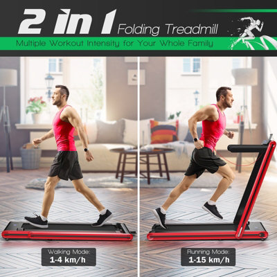 Costway 2 in 1 Folding Treadmill 0.88HP Electric Jogging Running Machine w LED Display DIY at B Q