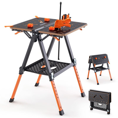 Costway 2-in-1 Folding Work Table & Sawhorse 8 Adjustable Heights Workbench Workstation