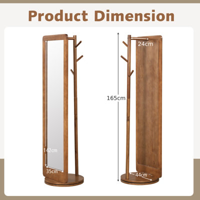 Costway 2-in-1 Freestanding Dressing Full Body Mirror Coat Rack with 360-Degree Rotating Base