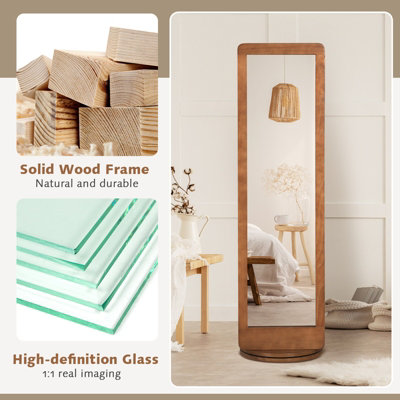 Costway 2-in-1 Freestanding Dressing Full Body Mirror Coat Rack with 360-Degree Rotating Base - 6
