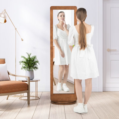 Costway 2-in-1 Freestanding Dressing Full Body Mirror Coat Rack with 360-Degree Rotating Base - 7