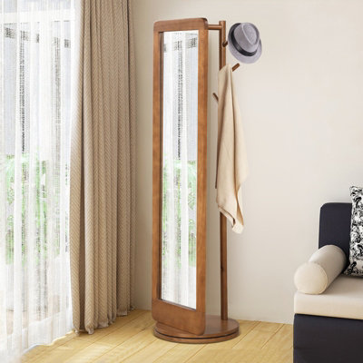 Costway 2-in-1 Freestanding Dressing Full Body Mirror Coat Rack with 360-Degree Rotating Base - 8