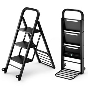 Costway 2-In-1 Hand Truck & Ladder Foldable 3-Step Ladder Heavy-duty Utility Cart Up to 250kg