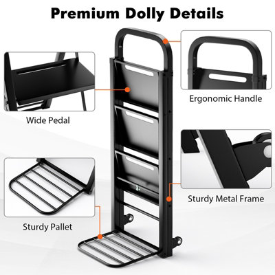 Costway 2-In-1 Hand Truck & Ladder Foldable 3-Step Ladder Heavy-duty Utility Cart Up to 250kg - 8