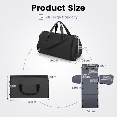 Costway 2-in-1 Hanging Suit Travel Bag Carry-on Garment Bag Convertible Duffel Bag