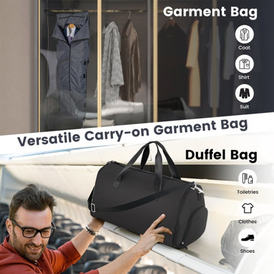 2-in-1 Hanging Suit Travel Bag Carry-on Garment Bag Convertible Duffel Bag