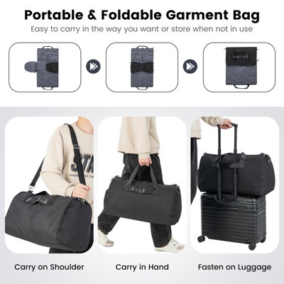 Costway 2-in-1 Hanging Suit Travel Bag Carry-on Garment Bag Convertible Duffel Bag - 6