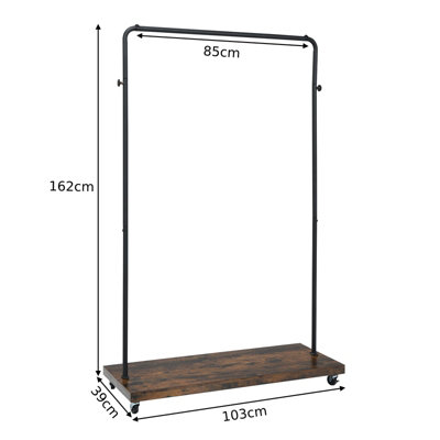 Costway 2 in 1 Industrial Metal Clothes Rails Stand Garment Coat Rack Storage Organizer