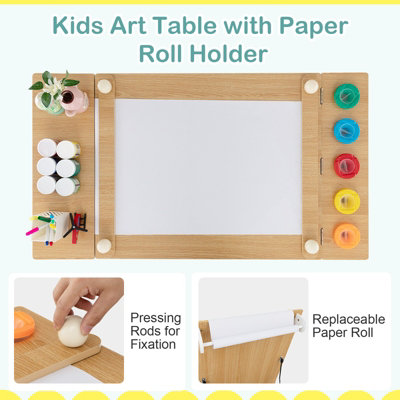 Costway 2 in 1 Kids Art Table and Easel Set Toddler Play Activity Drawing Desk w