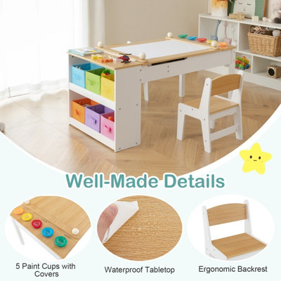 Costway 2 in 1 Kids Art Table and Easel Set Toddler Play Activity Drawing Desk w