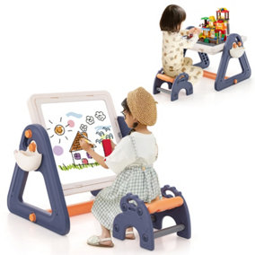 Costway 2-in-1 Kids Art Table & Easel Convertible Activity Table Set Removable Desktop