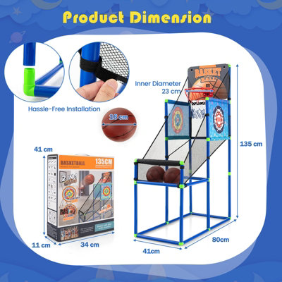 Costway 2-in-1 Kids Basketball Arcade Game Basketball & Sticky Balls Game Set Sport Toy