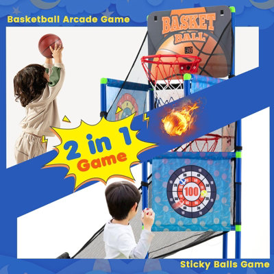 Costway 2-in-1 Kids Basketball Arcade Game Basketball & Sticky Balls Game Set Sport Toy - 5