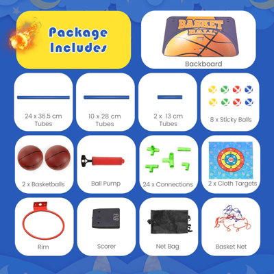 Costway 2-in-1 Kids Basketball Arcade Game Basketball & Sticky Balls Game Set Sport Toy - 9
