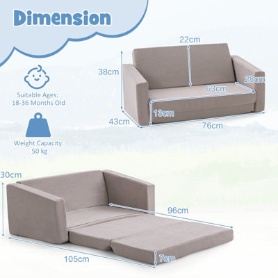 Children's 2 in 1 flip open sofa best sale